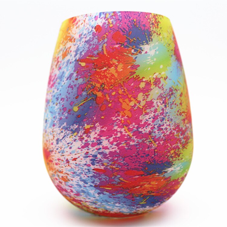 Unbreakable Silicone Wine Glasses BPA-Free Portable Printed Outdoor Wine Cups For Travel Picnic Pool Boat Camping Drink Cup: 03