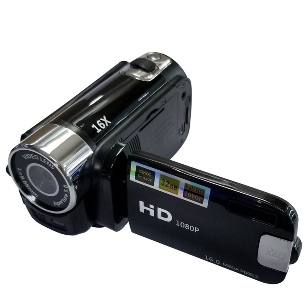 Vlog Camera 1080P Full HD 16 Million Pixel DV Camcorder Digital Video Camera Screen 16X Night Shoot Zoom Digital Zoom: black EU plug