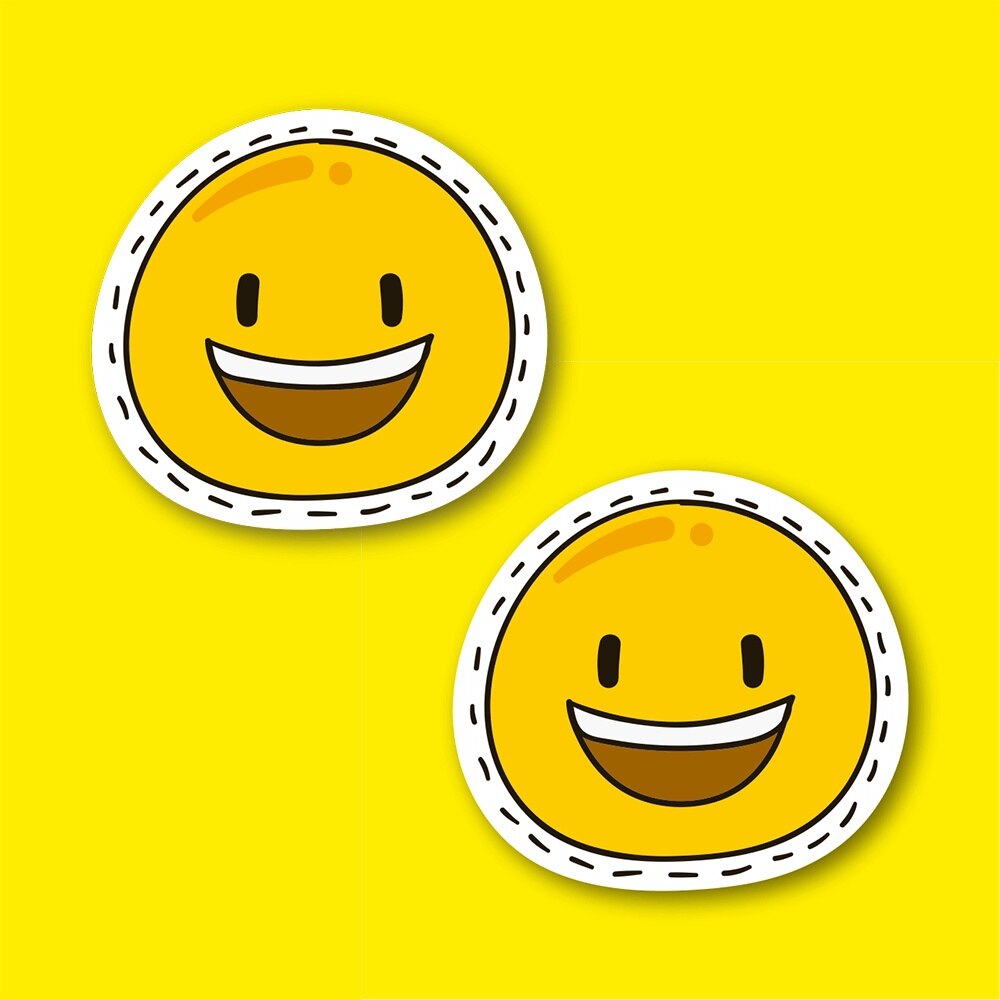 Mouth Open Smiley Emoji Laptop and Phone Sticker-Decal max.5cm 2'li Set