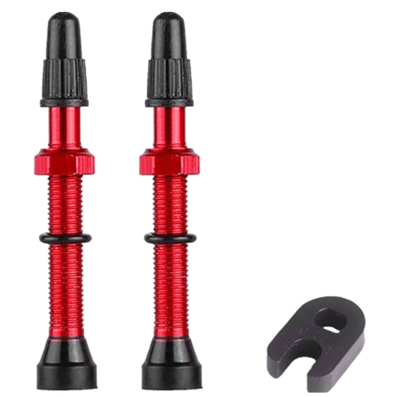 1 paar fiets 60mm presta ventielen voor racefiets tubeless banden messing kern legering stuurpen tubeless kit compatibel: Rood