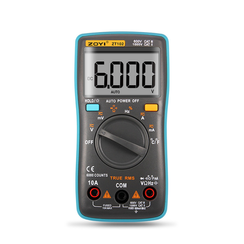 ZOYI ZT101/ZT102/ZT102A Digital Auto Range Portable Multimeter 6000 counts Backlight Ammeter Voltmeter Ohm
