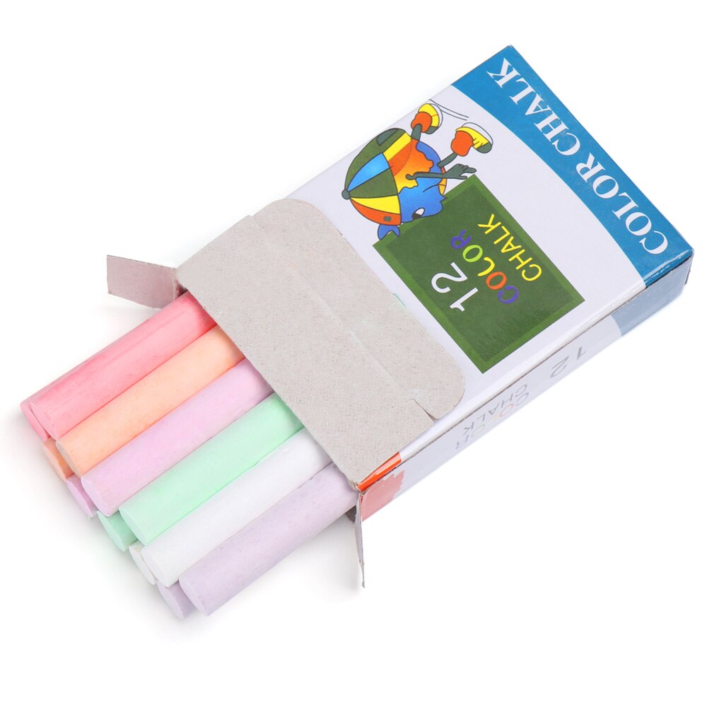 12Pcs/Box Colourful Kids Dust-free Chalks Drawing Pen Graffiti Chalk Kids School Supplies Educational Accessories