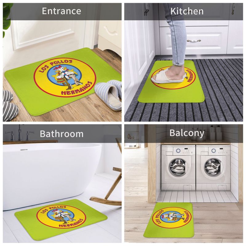 Breaking Bad Los Pollos Hermanos Front Door Mat Anti-Slip Outdoor Quick Dry The Chicken Brothers Doormat Entrance Rug Carpet