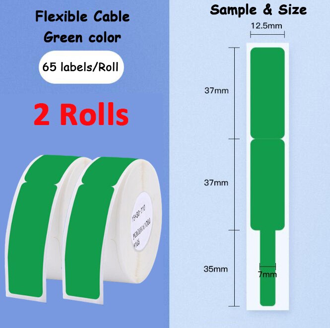 Label Tape for Niimbot D11/D61 - Communication & Network Cable Labels - Compatible Printer Tape: 2 Green Tapes