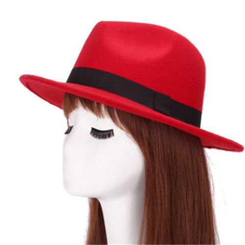 Chapeau fedora vintage pour homme et femme, style trilby, style jazz, style panama, style rétro, unisexe: Rouge