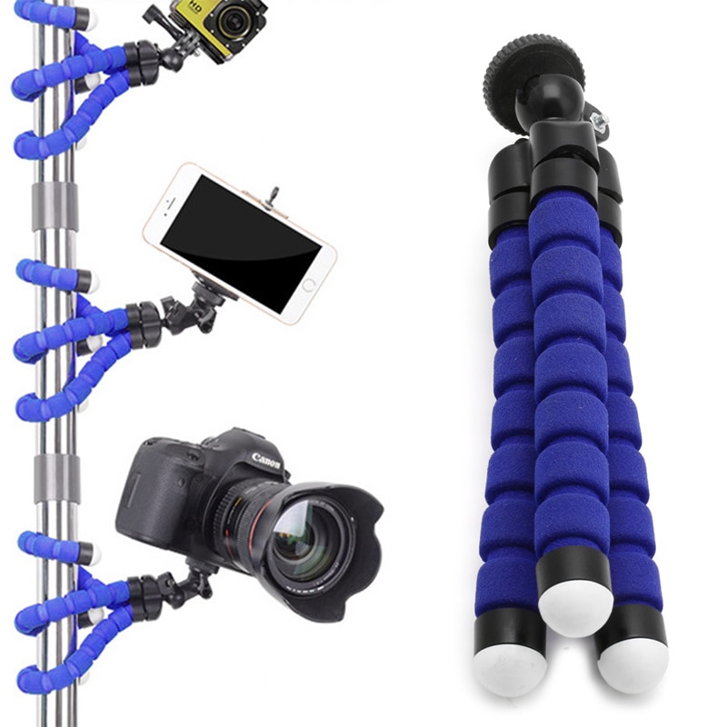 OOTDTY Mini trípode azul Flexible pulpo soporte montaje para Apple iPhone