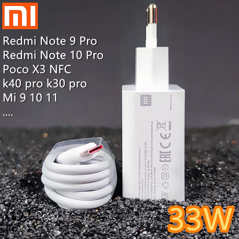 33W Charger Xiaomi Original Fast Turbo charge adapter usb type c cable for mi 10 11 9t pro Redmi note 9 10 pro K40 30 POCO X3