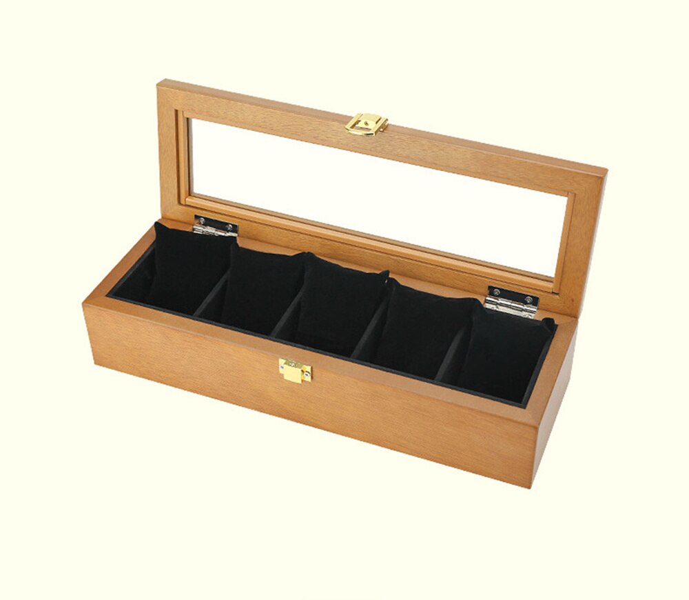 YA 5 Slots Houten Horloge Dozen Case Europese Koffie Horloge Organizer Mechanische Horloge Houten Sieraden Display Houder