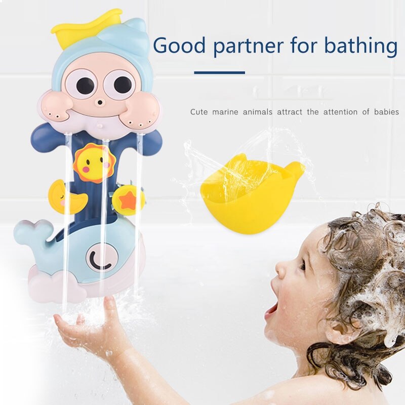 Baby bad bruser legetøj lille hval vende rundt sæt baby shower spray drenge og pige legetøj