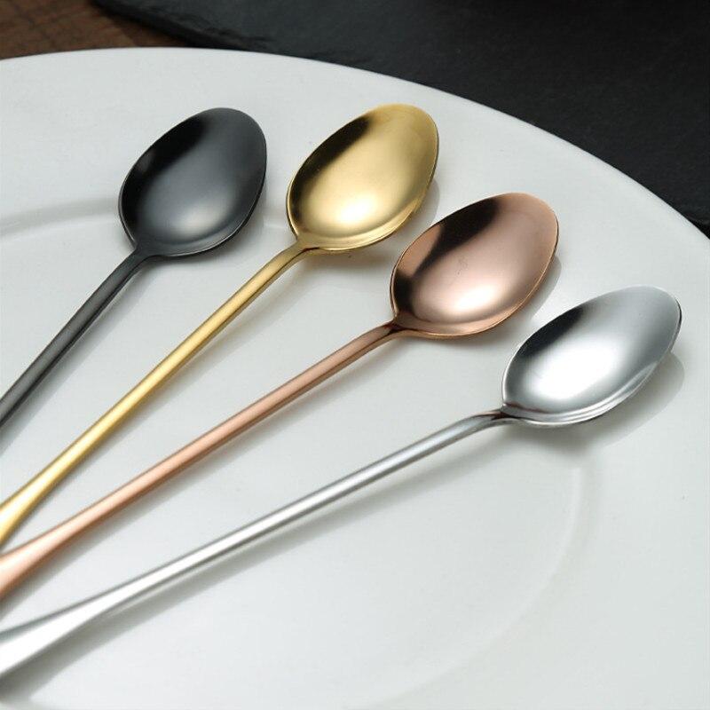 1pcs Stainless Steel Coffee Spoon Long Handle Tea Spoons Dessert Spoon Ice Cream Spoon Kitchen Drinking Flatware