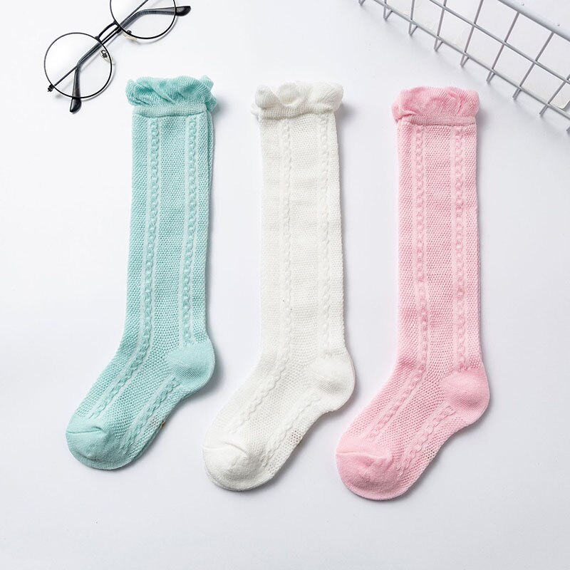 3Pairs Baby Sokken Mooie Cartoon Mesh Hoge Over De Knie Kousen Kids Airconditioning Anti-Mug Zomer Kousen baby Gi: laszlo / 1-3Y