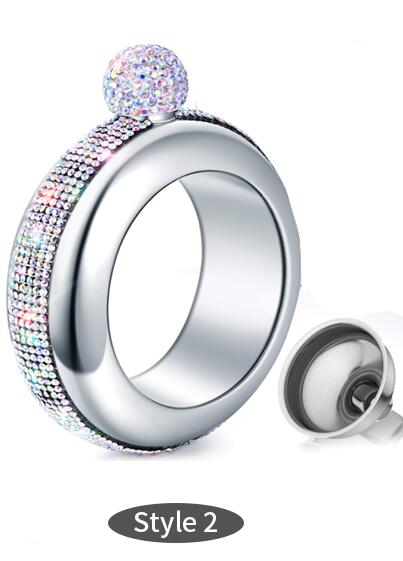 Bracelet Bangle Flask 304 Stainless Steel with Handmade Crystal Bracelet jug Women Men Party Flask Hidden Liquor Flask 3.5oz D25: Style 2  3.5oz
