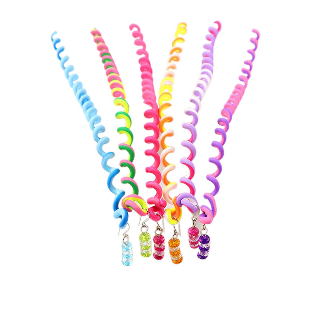 6/set Rainbow Color Headband Cute Girls Hair band Crystal Long Elastic Hair Bands Hairwear Hair Accessories hair ornament: Multicolor