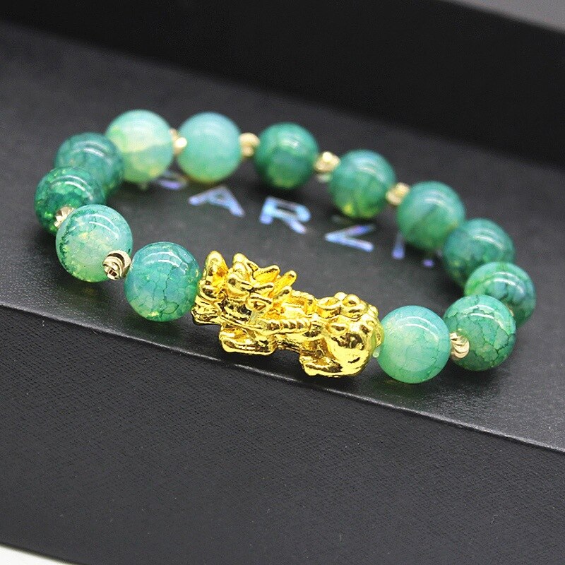 Gold Plating Bixie Rijkdom Feng Shui Armband Voor Vrouwen Mannen Kleurrijke Kralen Paar Luxe Sieraden Brengen Lucky Dappere Armbanden: Green Bracelet