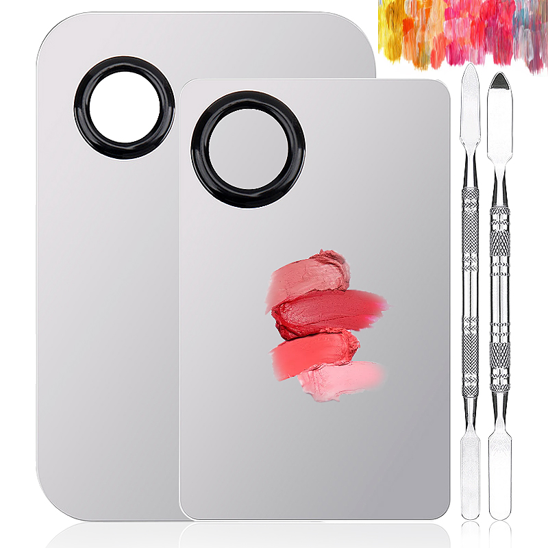 1 Juego de paleta de espátula, Kit de mezcla de Gel de acero inoxidable, base, sombra de ojos, palo, maquillaje artístico de uñas, herramientas cosméticas de manicura