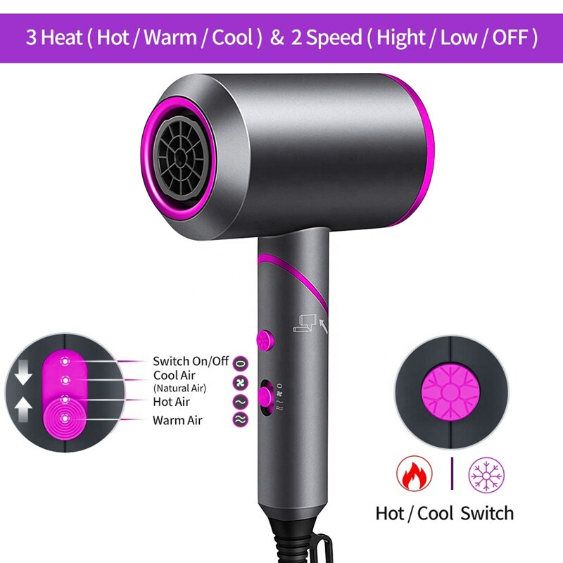 Collapsible Hair Dryer Double Anion High Power Electric Cold Wind Salon Homeuse Blow Dryer Hair Dryer Diffuser