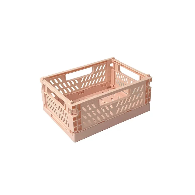 Plastic Foldable Storage Crate Folding Box Basket Stackable Cute Makeup Jewellery Toys Boxes for Storage Box Organizer Portable: M / green
