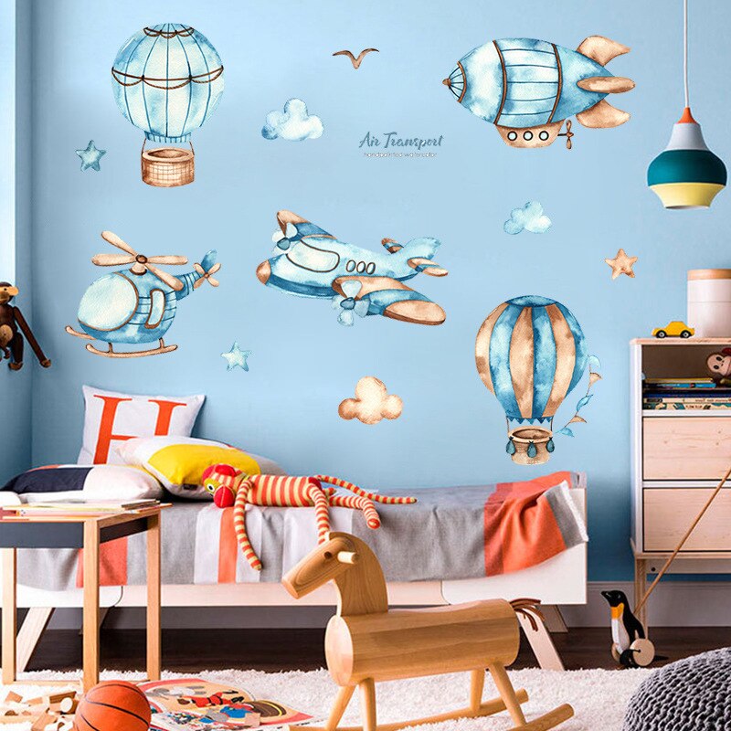 10 styles Cartoon Airplane Wall Stickers for Children Bedroom Kids room Wall Decor Nursery Wall Decoration PVC Sticker