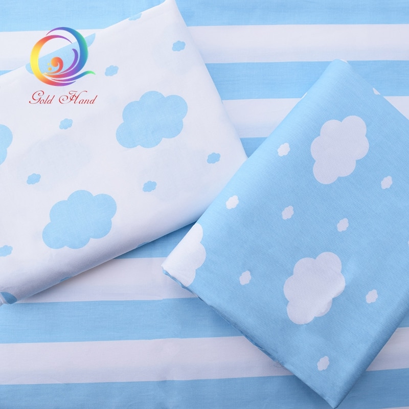 Tela de algodón de sarga con estampado de Sky NUBES AZULES para coser ropa de cama de bebé, sábanas, ropa de dormir, Material para falda vestido