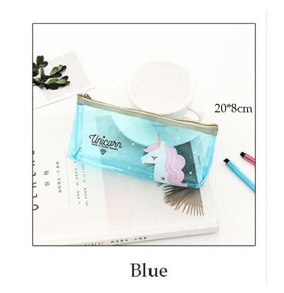 Estuche transparente de unicornio para lápices, estuche escolar de gran capacidad con cremallera, bolsa de almacenamiento, caja de suministros para la escuela, de papelería: 3