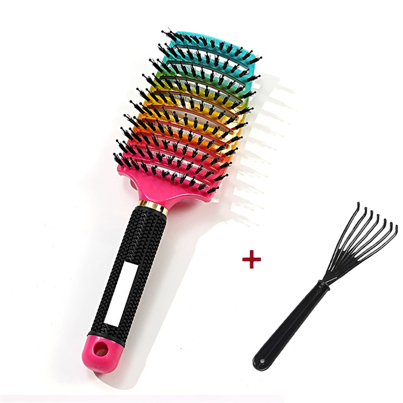 Hair Scalp Massage Comb Bristle Nylon Hairbrush Wet Curly Detangle Anti-Static Hair Brush Salon Hairdressing Style: Light Purple