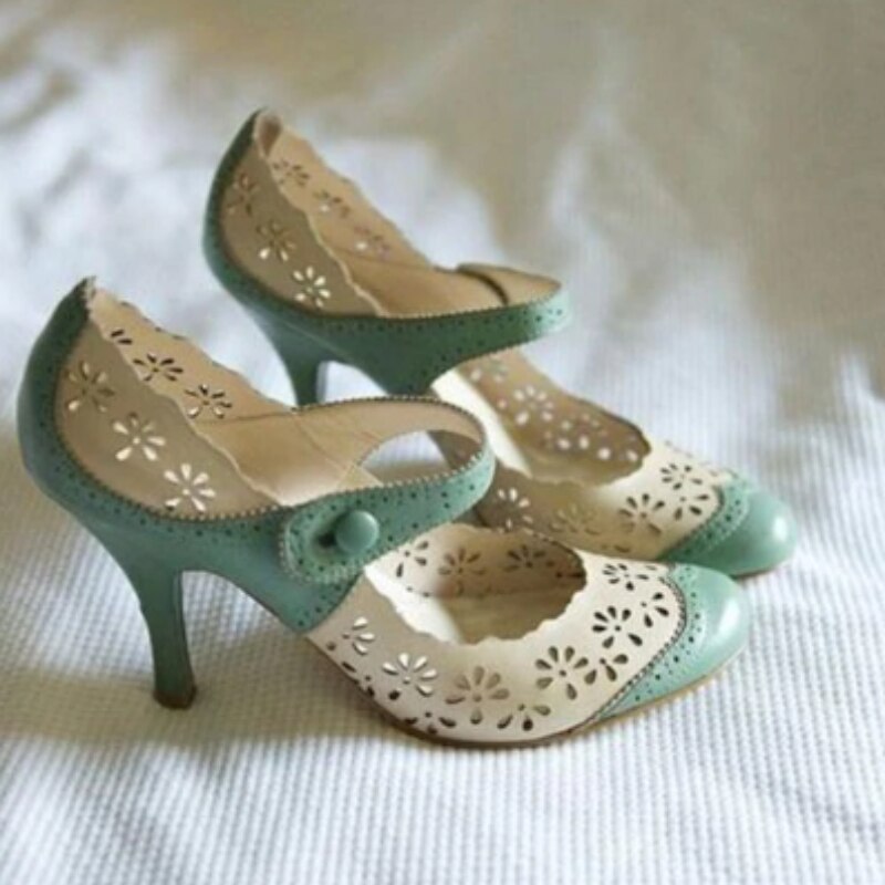 Damenschuhe mit hohem absatz, pu-absatz, ziernähte, farbmix, luftdurchlässiges Material, atmungsaktiv, modisch, elegante bankettschuhe  aq618