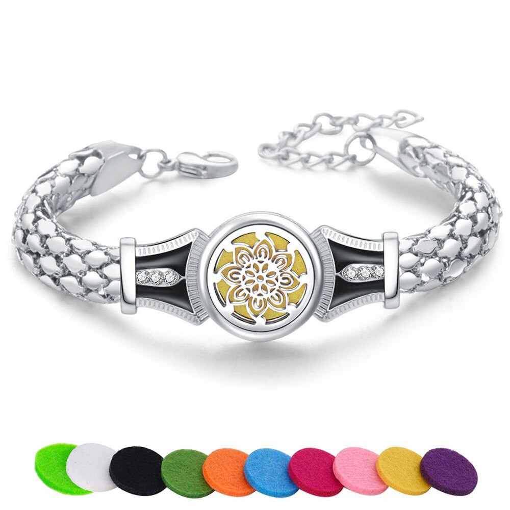 Aromatherapie Armbinde Schmuck Ätherisches Öl Diffusor FlüGel Blume Liebe Baum Medaillon Armbinde Parfüm Medaillon Armreif Magnetische: MN0002