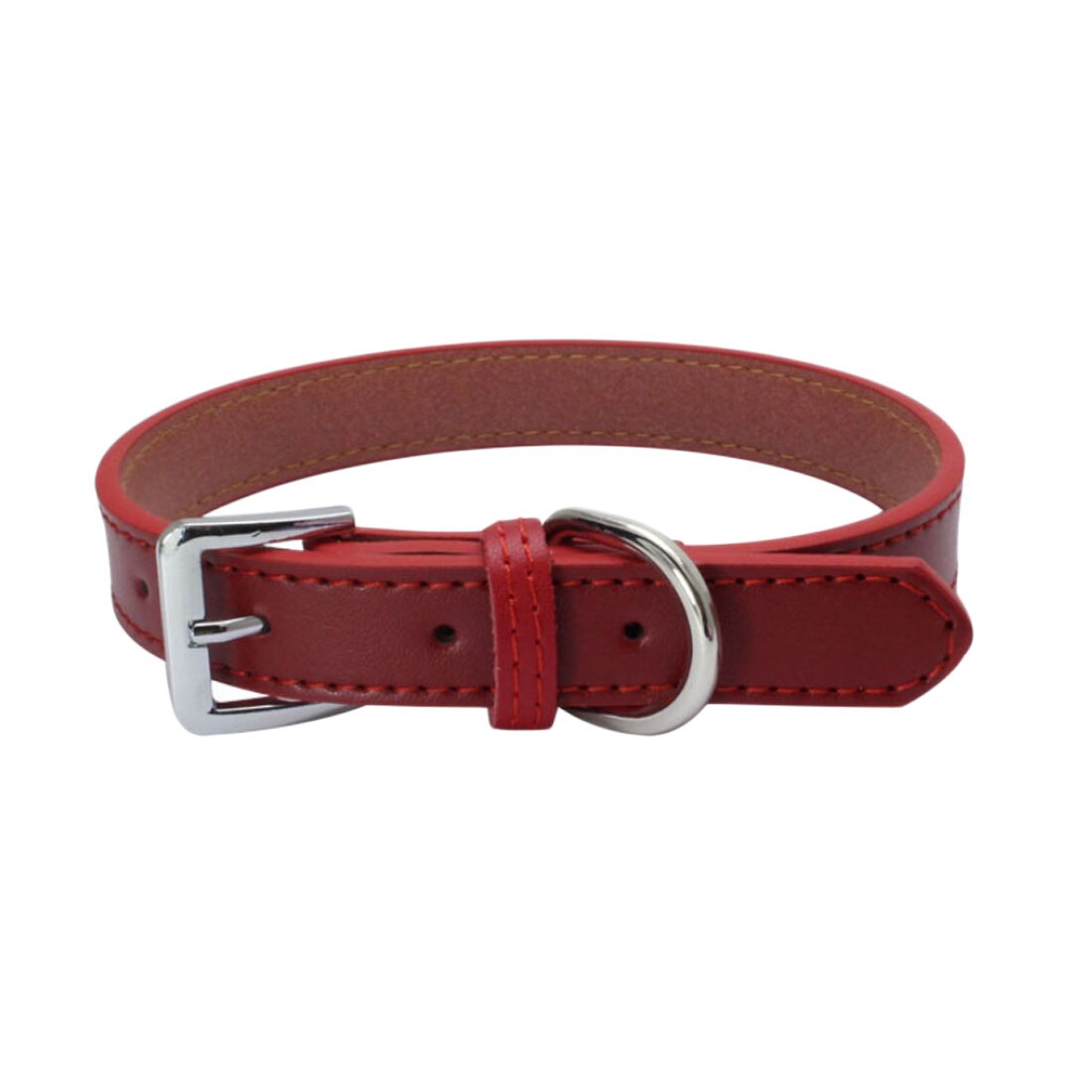 Kleurrijke hondenhalsband van pu-leer, verstelbaar, effen roze kattenhalsband, geschikt voor kleine, middelgrote en grote honden (maat s-xl): Rood / 371.5cm