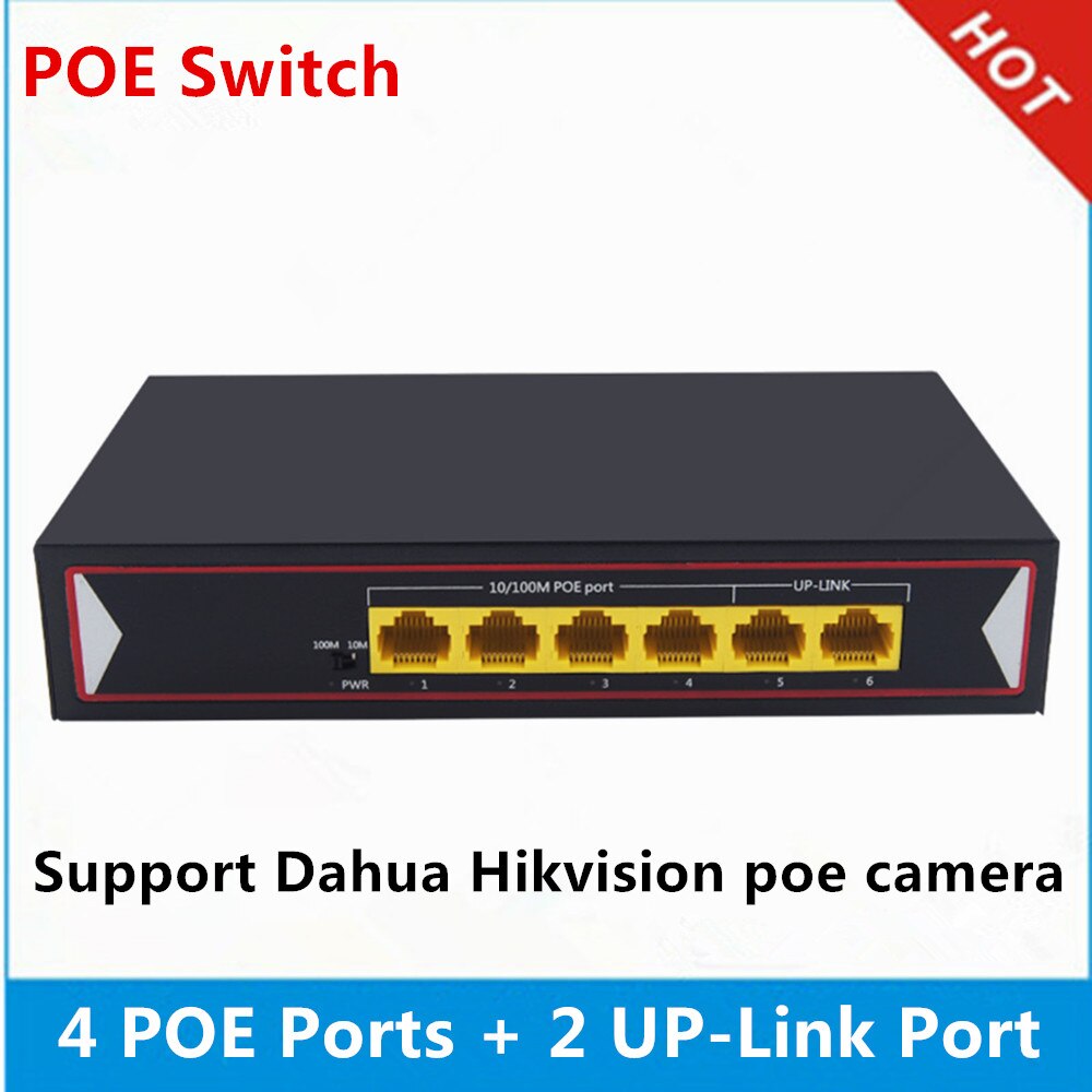 CCTV 4-Port 10/100M PoE Net Switch/Hub Power Over Ethernet PoE&Optical Transmission For IP Camera System Network Switches