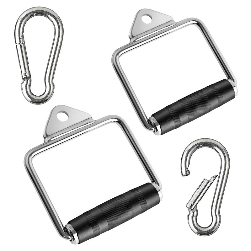 Gym D Handle Pull Down Cable Attachment Set Non-Slip Tricep Grip Pulley Exercise Handles with Rubber Grip for Gym Home: Default Title