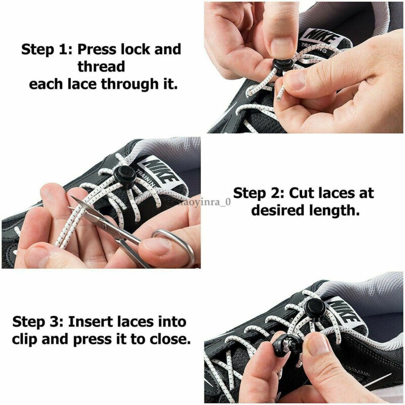 Nyeste uden binde snørebånd elastisk lås sko snørebånd løb jogging lærred sneakers trainer
