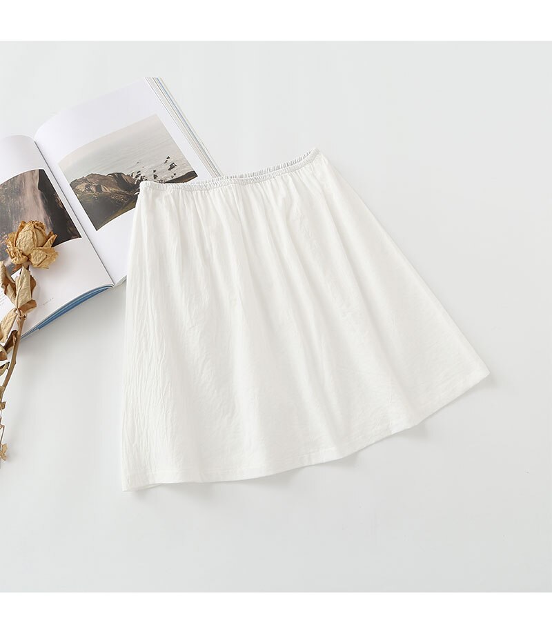 Half length basic skirt pure cotton white short underskirt black mid length hanfu lined skirt 40cm 50cm 60cm thin petticoat slip