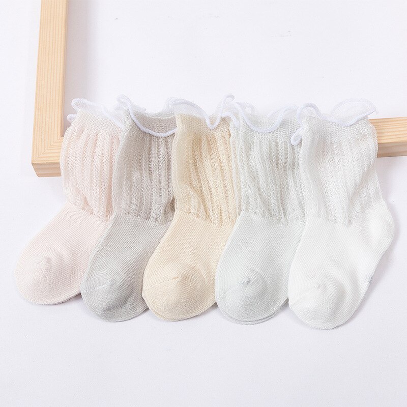 5 Pais/lot couleur unie coton peigné bébé chaussettes casual antidérapant respirant infantile chaussette garçon filles plancher chaussettes: girl stripe / 3-5 years