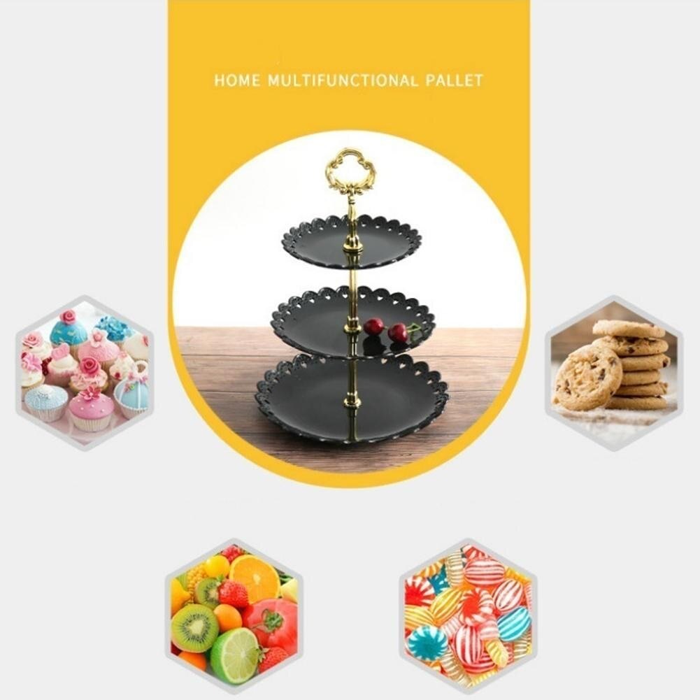 31cm 3 etterslep dessertbrettstativ svart / hvitt bronzing fruktkakeplate stativ til bryllup jul fest matlager displayholder
