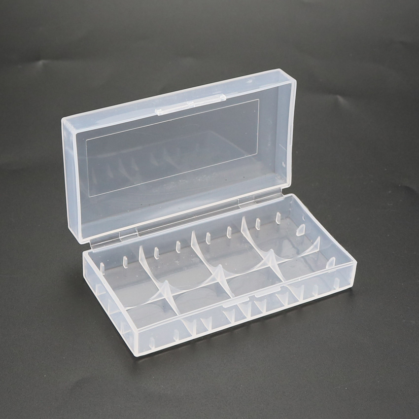 Estuche de plástico duro para almacenamiento, caja organizadora de almacenamiento con 2 ranuras, caja de batería 18650: Blanco y negro