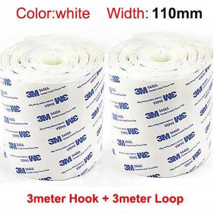 3M/Pair Self Adhesive Hook and Loop Fastener Tape 3M Hook Adhesive Tape Double Sided Sticker Carpet Gripper Pad Wall Mounting: 110mm white