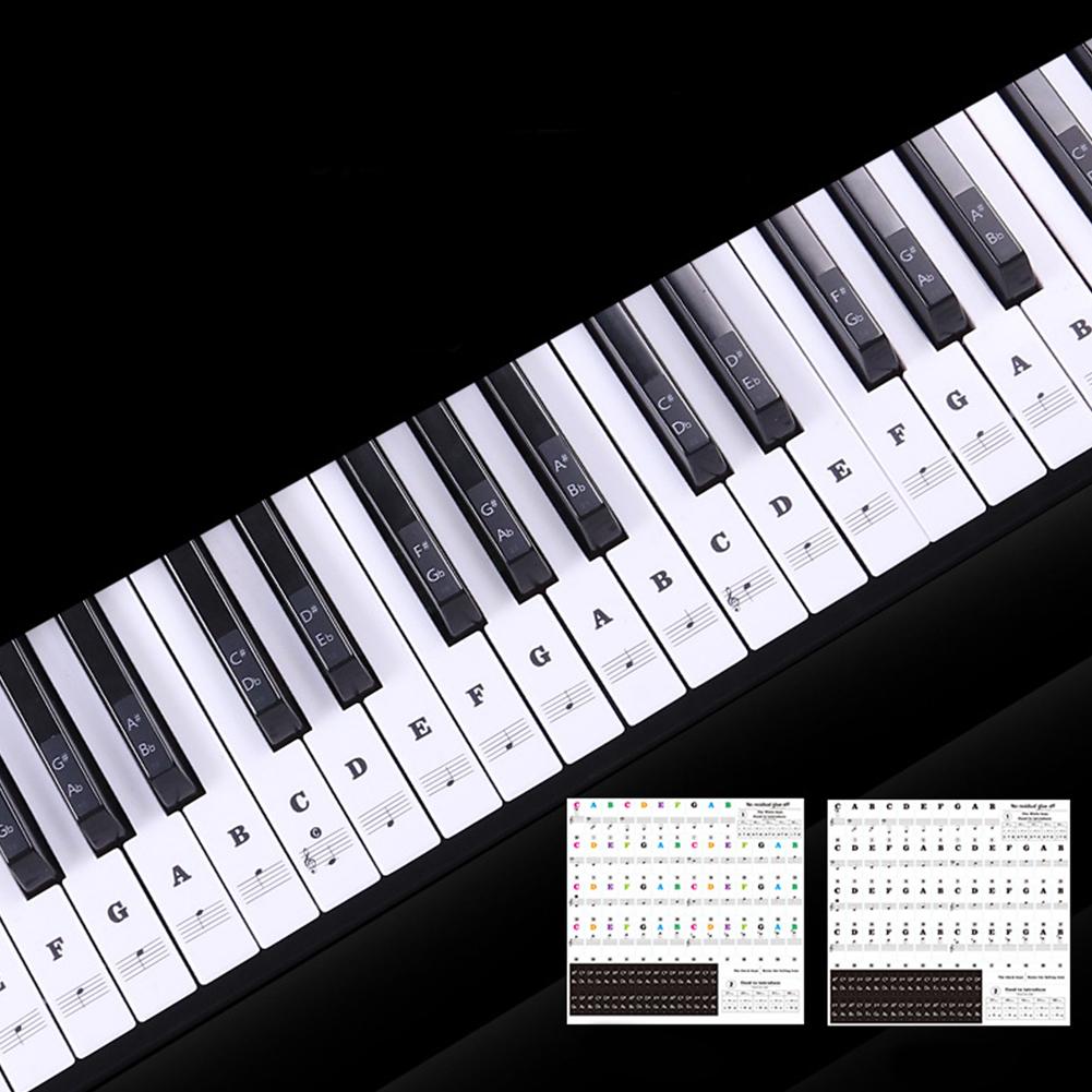 Glorystar transparent klaver keyboard klistermærke 88 nøgler elektronisk keyboard klaver klistermærke: Sort