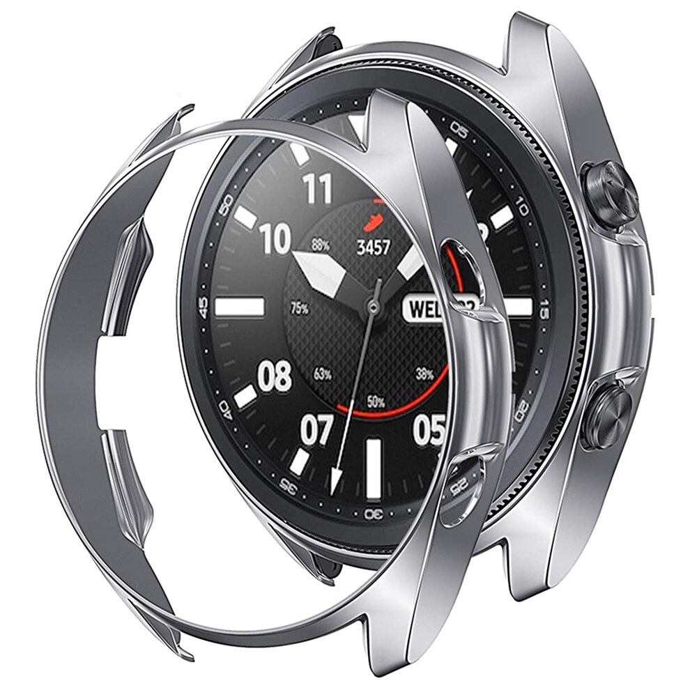 Voor galaxy watch 3 45mm hoesje zachte tpu beschermer schokbestendige hoes voor samsung galaxy watch 3 41mm hoesje bumper watch 3 hoesjes shell: Zilver / Galaxy watch 3 45mm