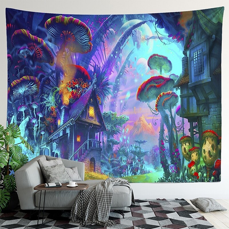 Forest Mushroom Tapestry Psychedelic House Wall Hanging Cover Tapestry Home Decor Wall Tapestry Tapestry Wall Hanging