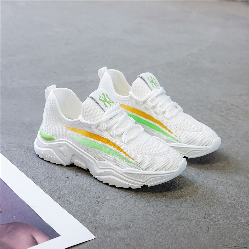 Mesh mesh schoenen kleine witte schoenen dames ademend veelzijdig zomer dikke bodem helling hoge hakken damesschoenen