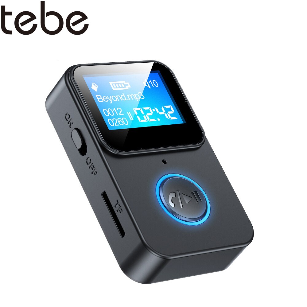 Tebe LCD Bluetooth 5,0 Audio Receiver Transmitter 3,5mm Aux Wireless Stereo Musik Audio Adapter Unterstützung TF Spielen Selfie Steuer