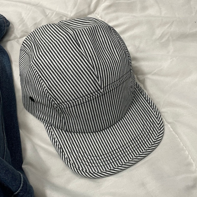 Gorra de béisbol de 5 paneles a rayas para hombres y mujeres, sombreros versátiles de ala plana, adecuados para las cuatro estaciones, urbana, Popular Ins