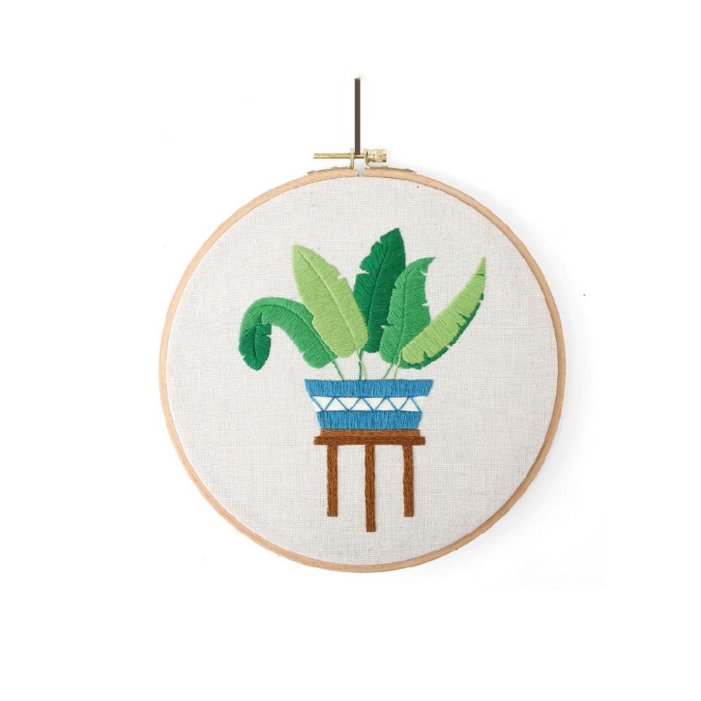 Full Range of Embroidery Cross Stitch Stamped Green Leaves Pattern Embroidery Cloth with Floral Kit Handmade DIY House Decor Q3: C