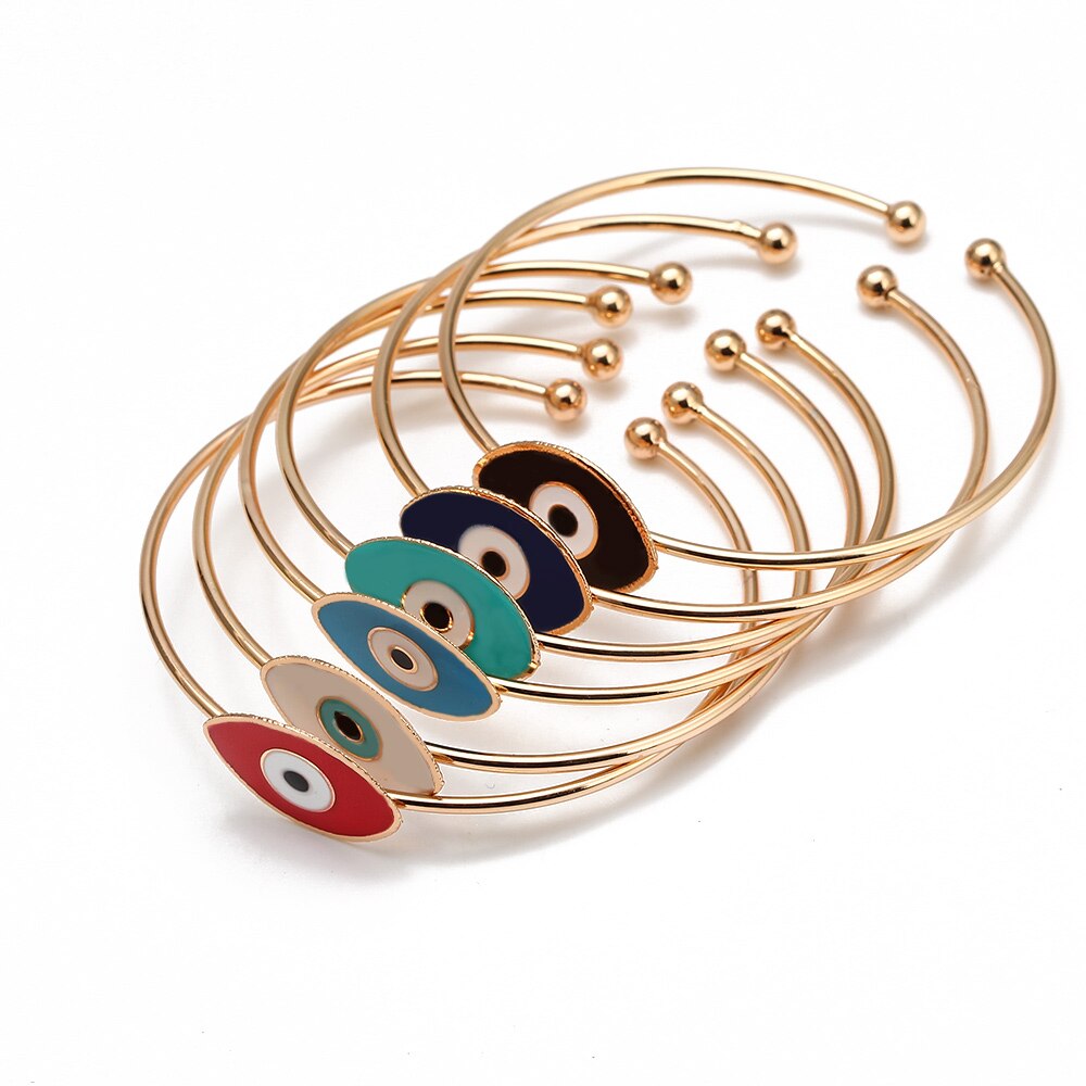 Lucky Eye wielokolorowy turecki Evil Eye bransoletka złoty kolor otwarta bransoletka Bangle regulowany dla kobiet biżuteria dziewczęca BE115