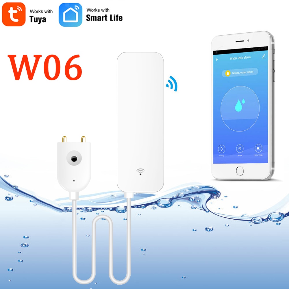 Tuya Smart Wifi Waterlek Sensor Detector Alarm Compatibel Met Smart Leven Klep