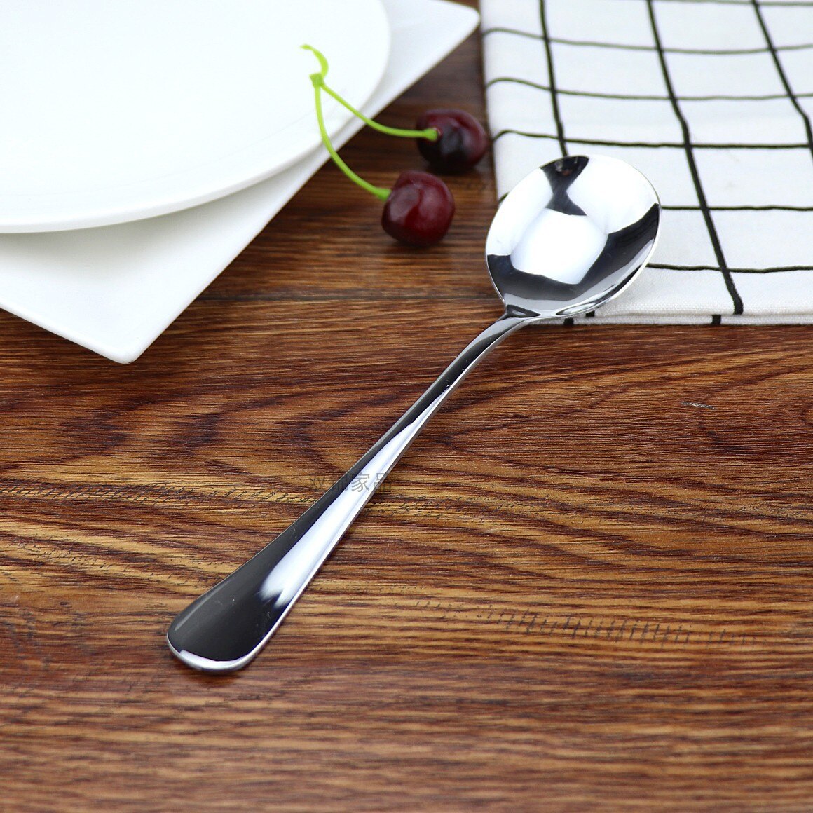 Extra Thick Spoon Stainless Steel Household Western Food Iron Children Big Dessert: No  1 Main Spoon  round