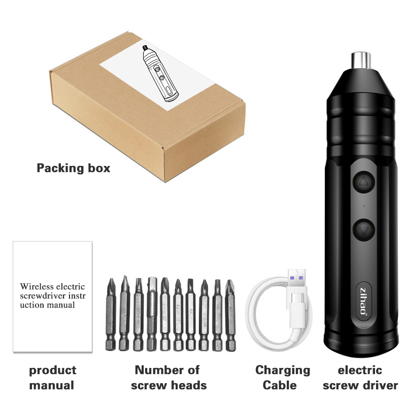 Portable Electric Screwdriver Cordless Electric Drill Brushless Impact drill Electric Hammer USB Charging home Repair Set Tool: As shown-3
