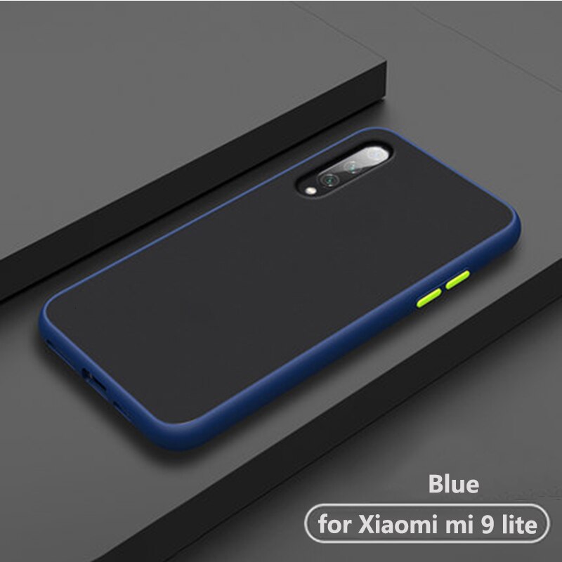 Luxe shockproof frosted transparante telefoon terug etui. coque. cover. case voor xiaomi mi 9 lite mi 9 lite 9 lite mi 9 lite siliconen case: blue