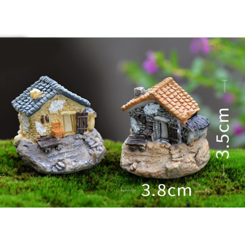 Micro pueblo casas de piedra miniatura jardinería paisaje DIY artesanía para bonsáis adornos de escritorio accesorios para decoración de jardín B
