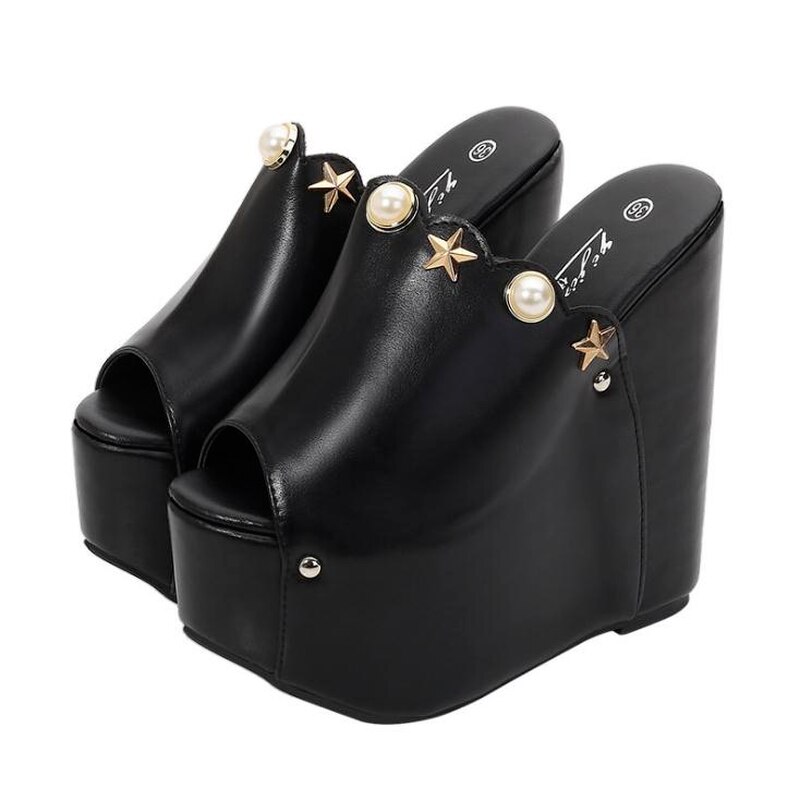 Ltarta sandálias femininas de salto muito alto, chinelos com salto alto para mulheres, 16cm